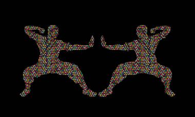 Kung fu eylem grafik vektör savaşmaya hazır.