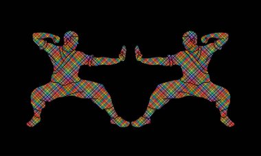 Kung fu eylem grafik vektör savaşmaya hazır.