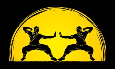 Kung fu eylem grafik vektör savaşmaya hazır.