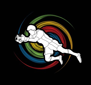 Aksiyon, Zıplama Kaleci topu grafik vektör yakalar.