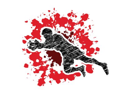 Aksiyon, Zıplama Kaleci topu grafik vektör yakalar.