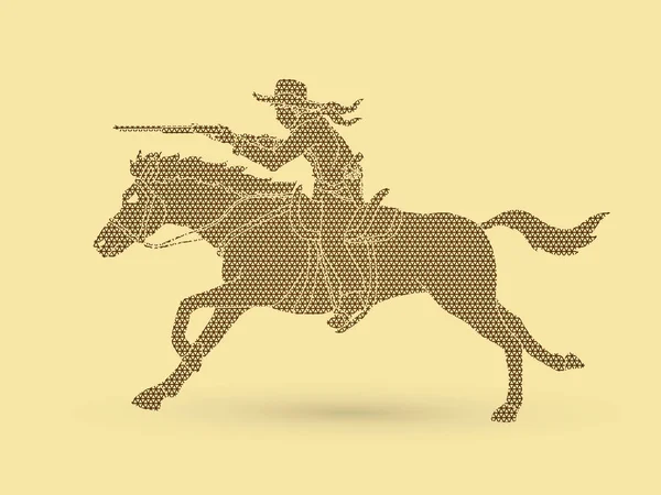 Cowboy Ridning häst, som syftar till gevär grafisk vector — Stock vektor
