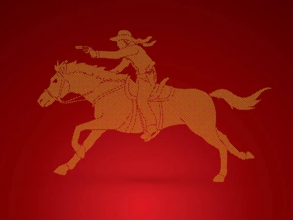 Ковбой верхи на коні, націлений на графічний вектор пістолета — стоковий вектор