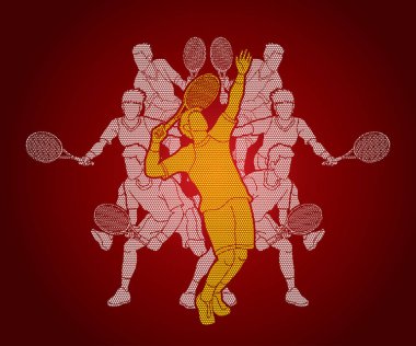 Tenis oyuncuları, erkekler eylem grafik vektör.