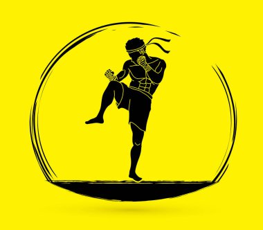 Muay Tay dili, Tay boks eylem grafik vektör savaşmaya hazır duran