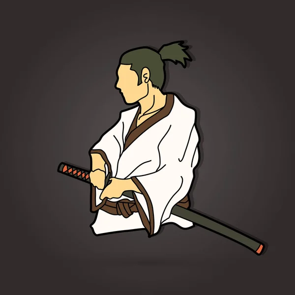 Samurai Redo Att Kämpa Action Grafisk Vector — Stock vektor