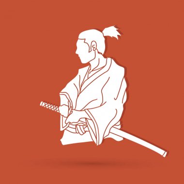 Samuray eylem grafik vektör savaşmaya hazır