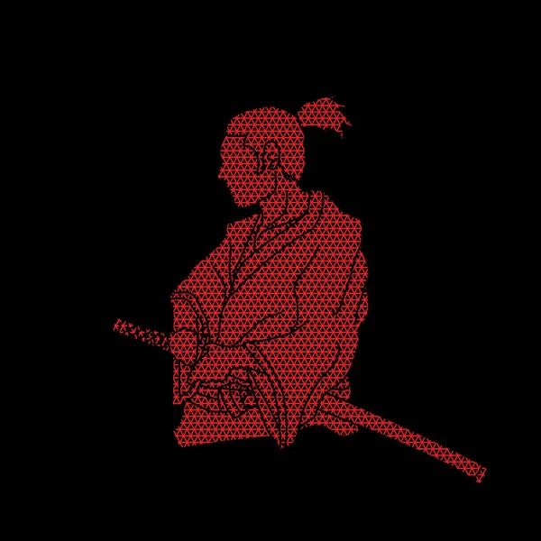 Samuray geometrik desen grafik vektör kullanılarak tasarlanmış eylem savaşmaya hazır