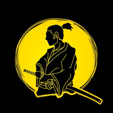 Samuray Mehtap arka plan grafik vektör tasarlanmış eylem savaşmaya hazır.