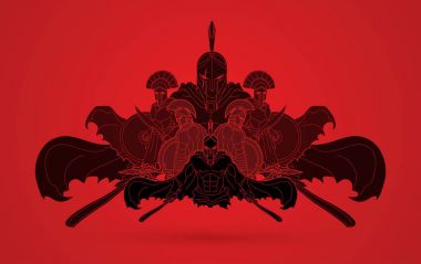 Spartalı savaşçı kompozisyon grafik vektör grubu