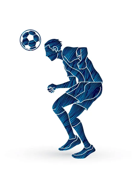 Jugador Fútbol Rebotando Una Acción Pelota Diseñada Utilizando Vector Gráfico — Archivo Imágenes Vectoriales