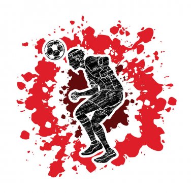 Sıçramak mürekkep arka plan grafik vektör tasarlanmış bir top eylem sıçrayan futbolcu