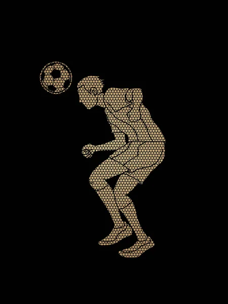 Soccer player bouncing a ball action designed using geometric pattern graphic vector