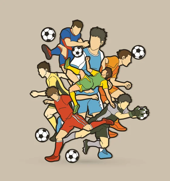 Futbol Oyuncu Takım Kompozisyon Grafik Vektör — Stok Vektör