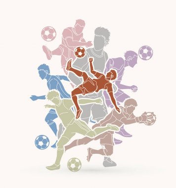 Futbol oyuncu takım kompozisyon grafik vektör.