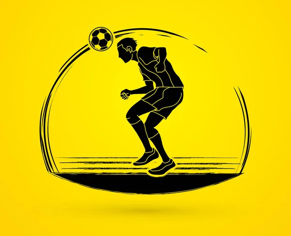 Jugador Fútbol Rebotando Vector Gráfico Acción Bola — Archivo Imágenes Vectoriales