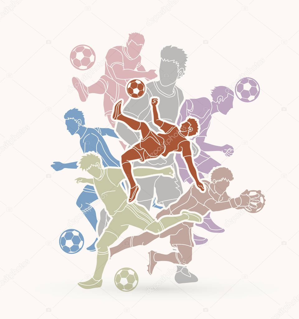 Soccer player team composition  graphic vector.