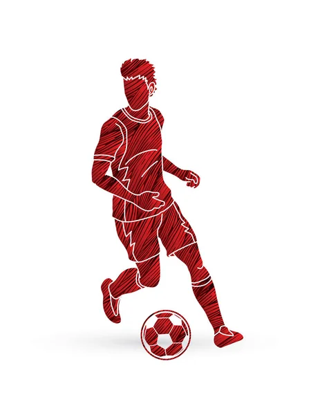 Jugador Fútbol Corriendo Con Acción Pelota Fútbol Diseñado Utilizando Vector — Archivo Imágenes Vectoriales