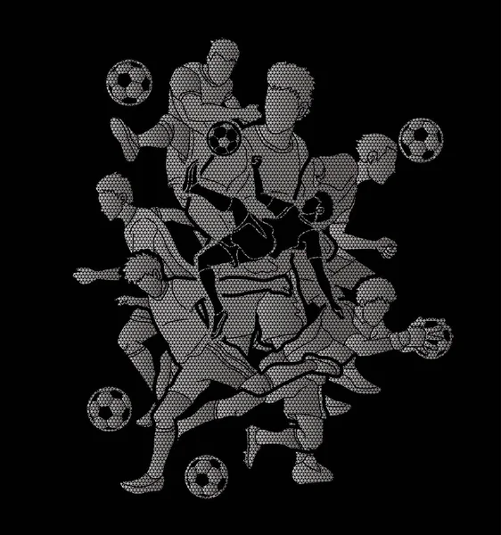 Composition Équipe Footballeur Conçue Aide Vecteur Graphique Géométrique — Image vectorielle