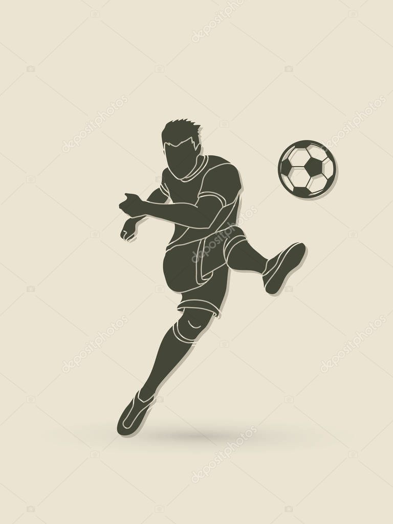 Soccer player shooting a ball action graphic vector