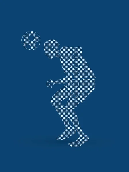 Jugador Fútbol Rebotando Una Acción Pelota Diseñada Utilizando Patrón Puntos — Archivo Imágenes Vectoriales