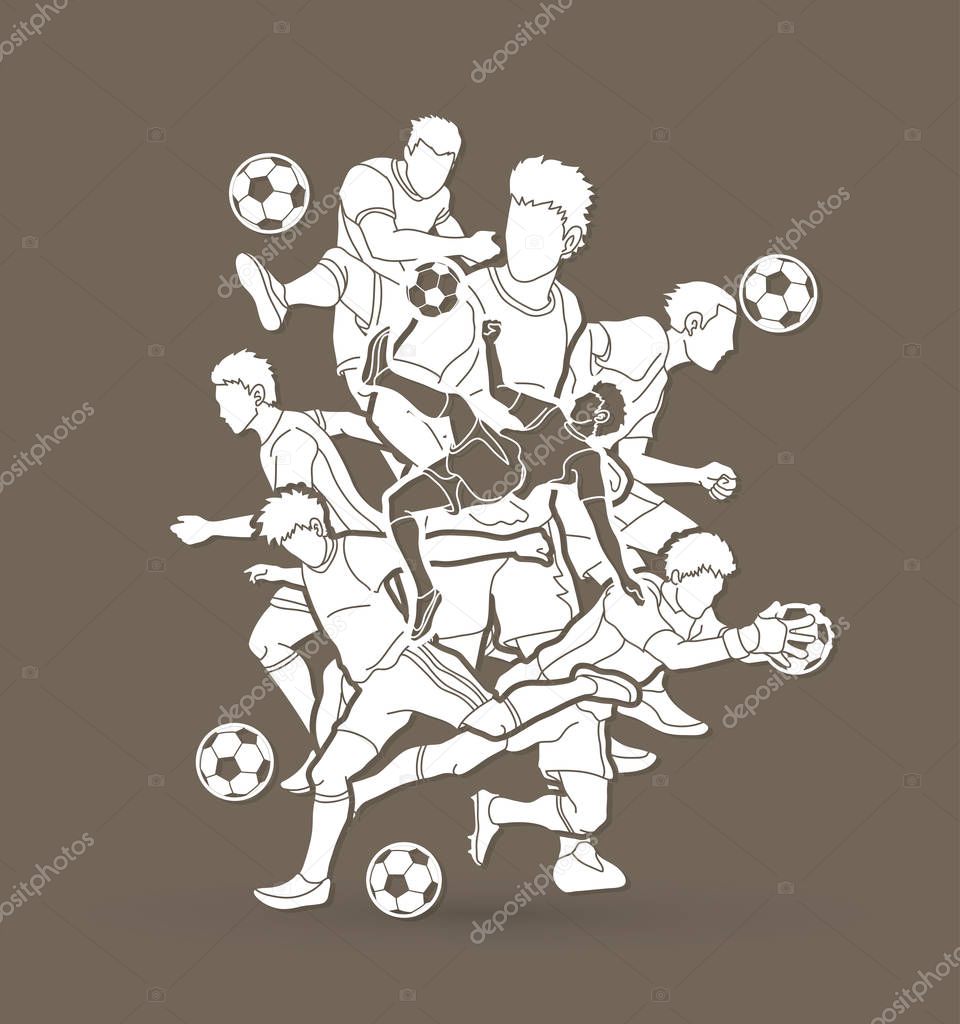 Soccer player team composition  graphic vector.