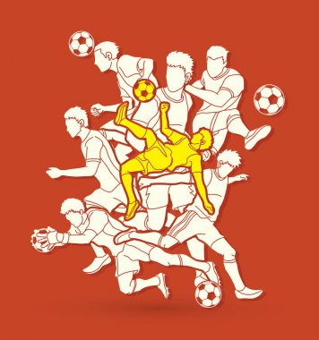 Futbol oyuncu takım kompozisyon grafik vektör.