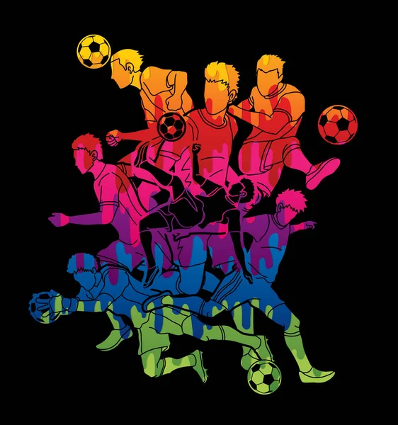 Состав Команды Футболиста Разработанный Использованием Красочного Графического Вектора — стоковый вектор