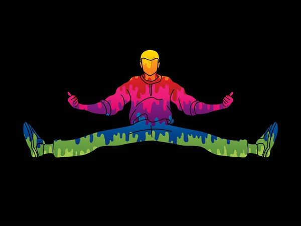 Homme Dansant Action Saut Conçu Utilisant Vecteur Graphique Coloré — Image vectorielle