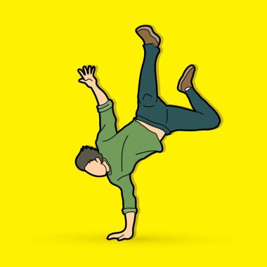 Sokak dansı, B erkek eylem grafik vektör dans dans