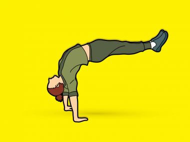 Sokak dansı, B çocuklar dans, Hip Hop dans eylem grafik vektör