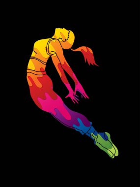 Sokak dansı, B çocuklar dans, Hip Hop dans eylem renkli grafik vektör kullanılarak tasarlanmış