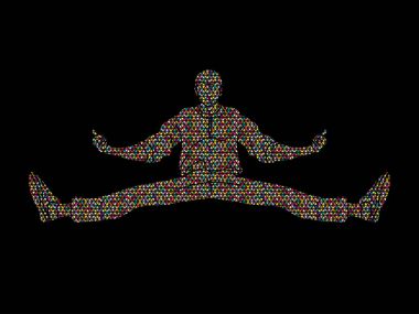 Sokak dansı, B çocuklar dans, Hip Hop dans eylem mozaik desen grafik vektör kullanılarak tasarlanmış