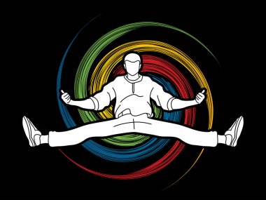 Sokak dansı, B çocuklar dans, Hip Hop dans eylem spin tekerlek arka plan grafik vektör tasarlanmış