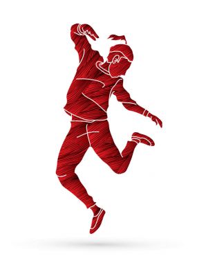 Sokak dansı, B çocuklar dans, Hip Hop dans eylem grunge fırça grafik vektör kullanılarak tasarlanmış