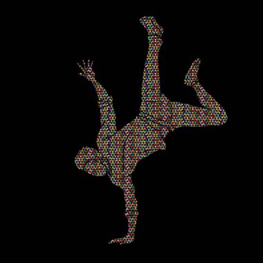 Sokak dansı, B çocuklar dans, Hip Hop dans eylem mozaik desen grafik vektör kullanılarak tasarlanmış