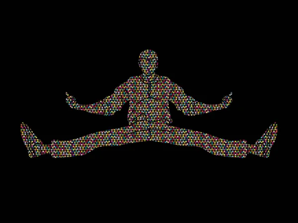 ストリート ダンス 男の子のダンス ヒップホップ ダンス アクション モザイク パターン グラフィック ベクトルを使用して設計 — ストックベクタ