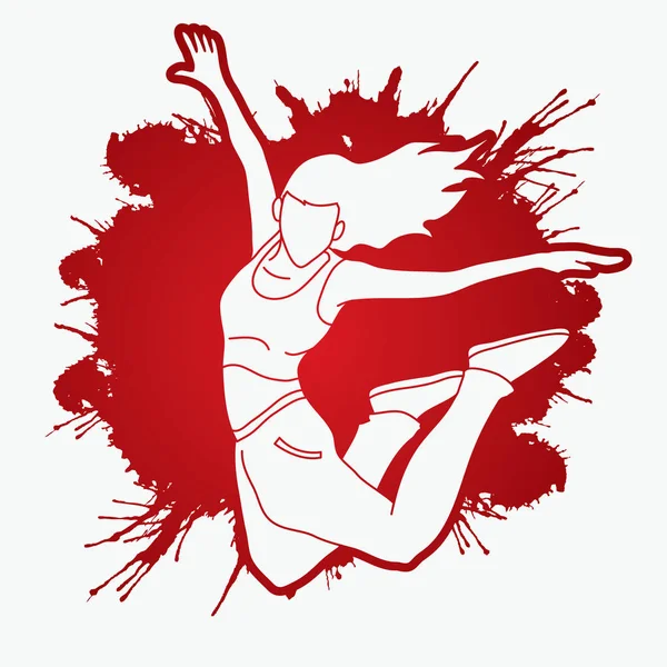 Street Dance Boys Dance Hip Hop Dancing Acción Diseñada Salpicadura — Vector de stock