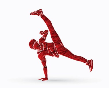 Sokak dansı, B çocuklar dans, Hip Hop dans eylem grunge fırça grafik vektör kullanılarak tasarlanmış