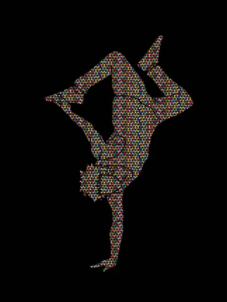 Street dance, B boys dance, Hip Hop Dancing action designed using mosaic pattern graphic vector