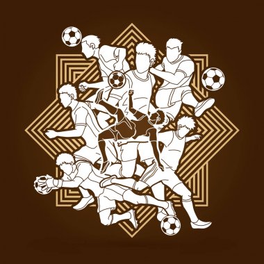 Futbol oyuncu takım kompozisyon satır kare arka plan grafik vektör tasarlanmış.