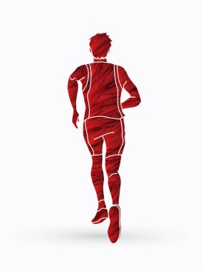 Atlet runner, çalışan bir adam atlet grunge fırça grafik vektör kullanılarak tasarlanmış