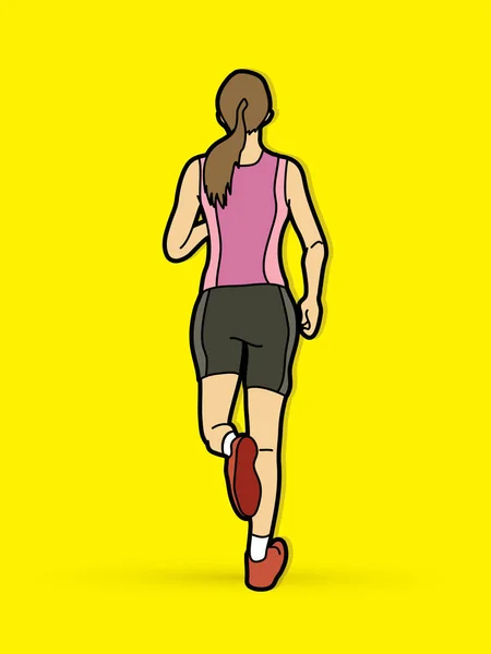 Atleta Corredor Una Mujer Corredor Corriendo Vector Gráfico — Vector de stock