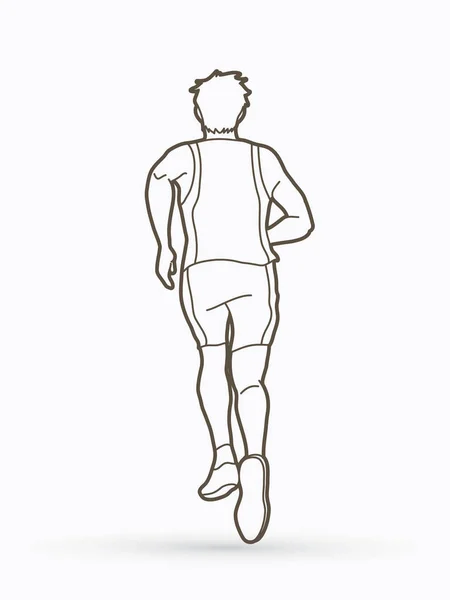 Athlet Läufer Ein Mann Läufer Läuft Umrissgrafik Vektor — Stockvektor