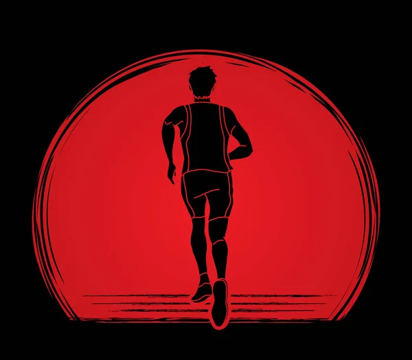 Αθλητής Δρομέας Ένας Άνθρωπος Δρομέας Τρέχει Σχεδιαστεί Για Ηλιακό Φως — Διανυσματικό Αρχείο