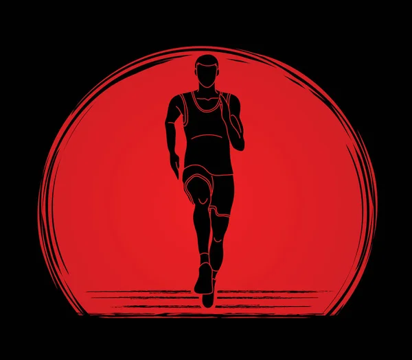 Atlet Runner Önden Görünüm Güneş Işığı Arka Plan Grafik Vektör — Stok Vektör
