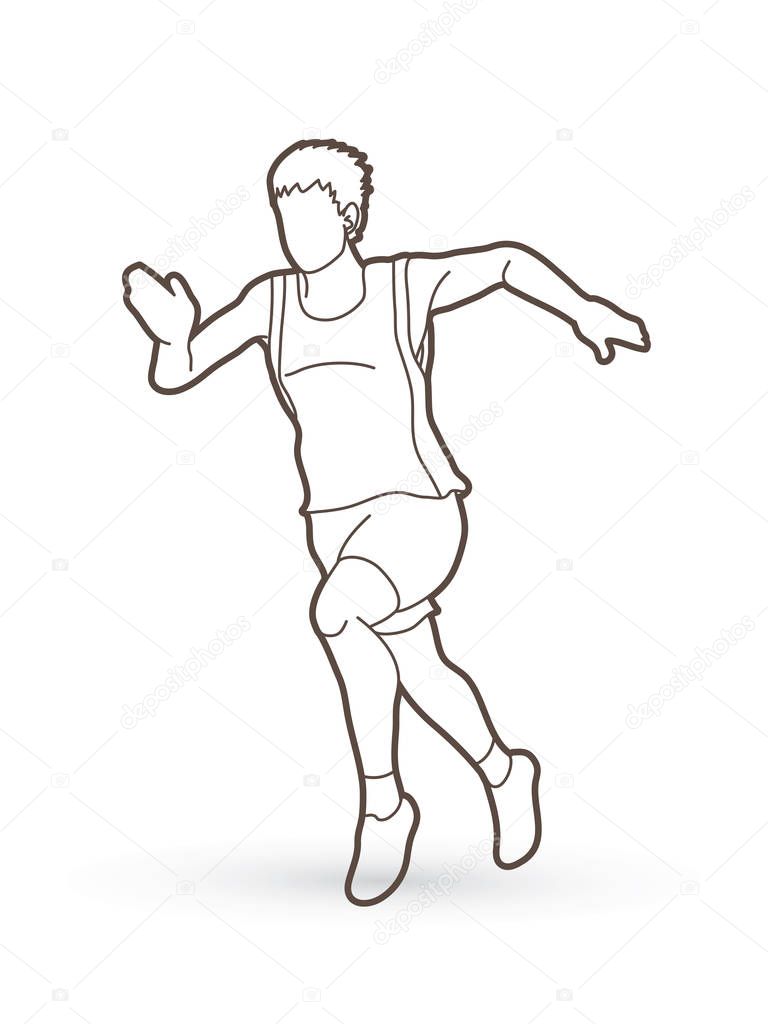 Athlete runner, A man runner running outline graphic vector