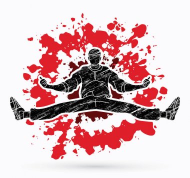 Sokak dansı, B çocuklar dans, Hip Hop dans eylem sıçramak mürekkep arka plan grafik vektör tasarlanmış