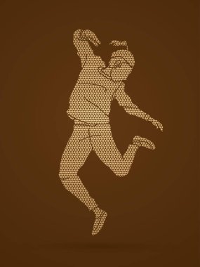 Sokak dansı, B çocuklar dans, Hip Hop dans eylem geometrik desen grafik vektör kullanılarak tasarlanmış