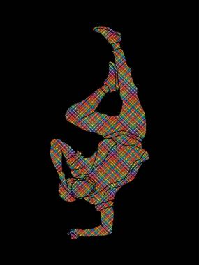 Sokak dansı, B çocuklar dans, Hip Hop dans eylem renkli piksel grafik vektör kullanılarak tasarlanmış